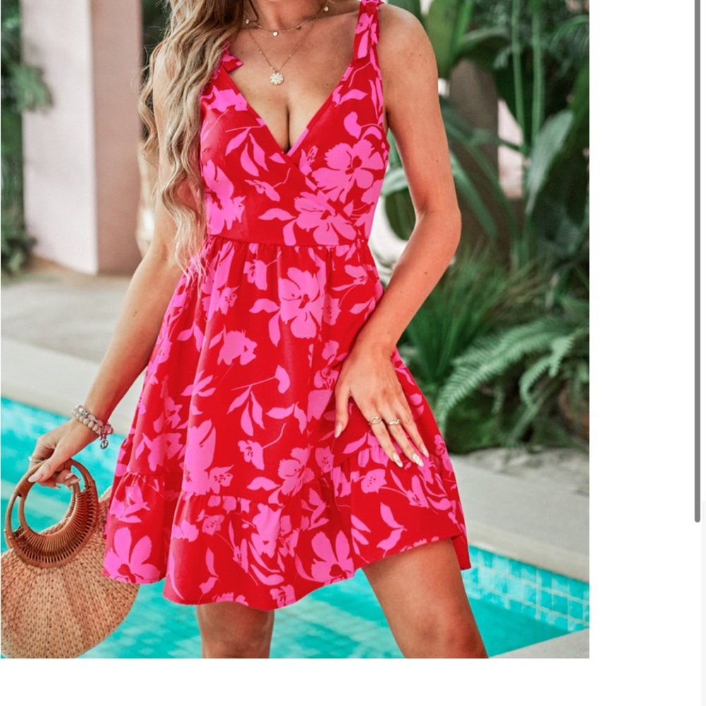 Red and pink summer dress